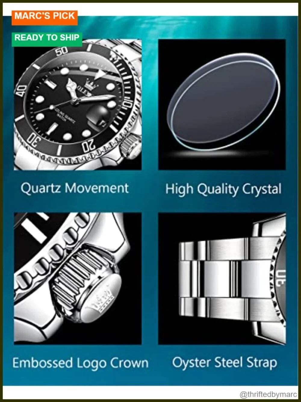Stainless Steel Analog Watch with Date, Rotatable Bezel, Luminous Dial